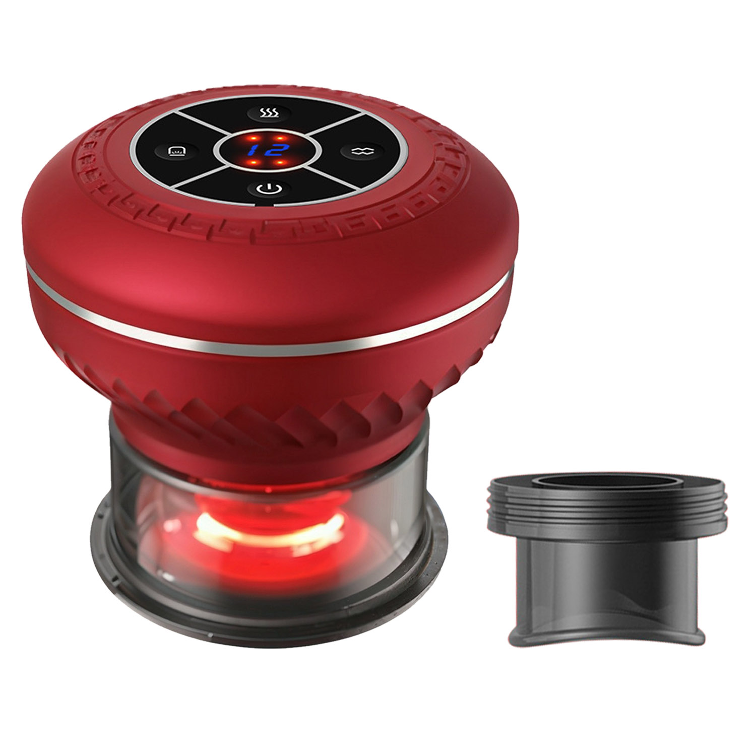 Teqhome 3-in-1 Electric Cupping Massager Portable Cupping Scrapping Kit with Red Light 16 Levels Heating & Suction for Back Shoulders Neck