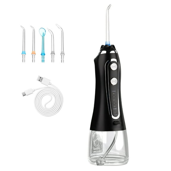 Teqhome 300ML Portable Cordless Dental Oral Irrigator Rechargeable Travel Irrigation Cleaner IPX7 Waterproof Electric Dental Teeth Pick for Teeth Cleaning Black
