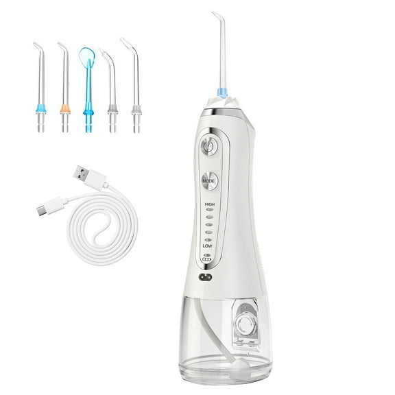 Teqhome 300ML Portable Cordless Dental Oral Irrigator Rechargeable Travel Irrigation Cleaner IPX7 Waterproof Electric Dental Teeth Pick for Teeth Cleaning White