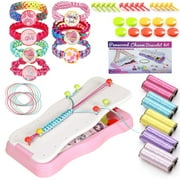 Teqhome Braided Bracelet Making Kit Toys Bracelet DIY Kit for Ages 6 7 8 9 10 11 12 Year Old Girls Friendship Gifts Girl Arts and Crafts String Maker Tool Pink