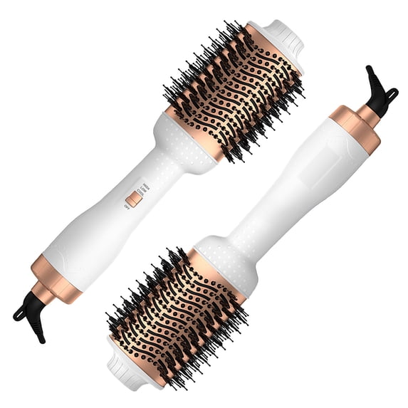 Teqhome Hair Dryer Brush Blow Dryer Brush in One 4-in-1 Hot Air Curling Brush Negative Ion Hair Styler Brush for All Hair Types White