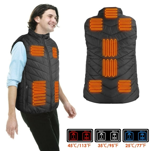 Teqhome Heated Vest Heated Clothing For Men Women Lightweight USB Electric Heated Jacket with 3 Heating Levels 11 Heating Zones Outdoor Fishing Hunting Waistcoat Hiking Vest(2XL)