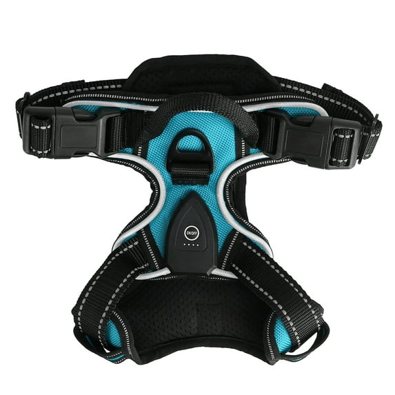 Teqhome Light Up Dog Harness LED No Pull Dog Harness Rechargeable Lighted Dog Vest Harness for Night Walking Adjustable Glowing Vest for 38.58-49.6lbs Dogs (Green, L)