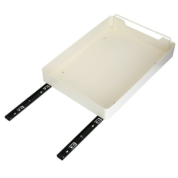 Teqhome Pull out Cabinet Organizer Heavy Duty Carbon Steel Slide out Drawers Fixed with Adhesive Stick for Kitchen Base Cabinet Organization White