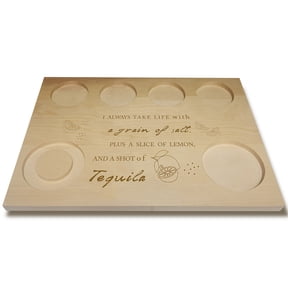 Tequila Board with Salt Rim Personalized Engraved Shot Glass Serving Tray Holder Tray Wine Holder for Bar Restaurant Party Family Dinner Gathering Men