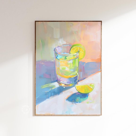 Tequila Bottle Illustration Contemporary Bar Cart Drink Art, Unframed Poster