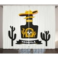 thumbnail image 1 of Ambesonne Tequila Curtains 2 Panel Set, Sugar Skull on Bottle Hat, 108" x 63", Grey Yellow, 1 of 3