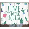 thumbnail image 1 of Ambesonne Tequila Curtains 2 Panel Set, Time to Drink Words Cactus, 108" x 96", Sea Green Multicolor, 1 of 3