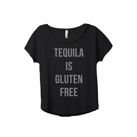 Tequila Is Gluten Free Women's Fashion Slouchy Dolman T-Shirt Tee Heather Black X-Large