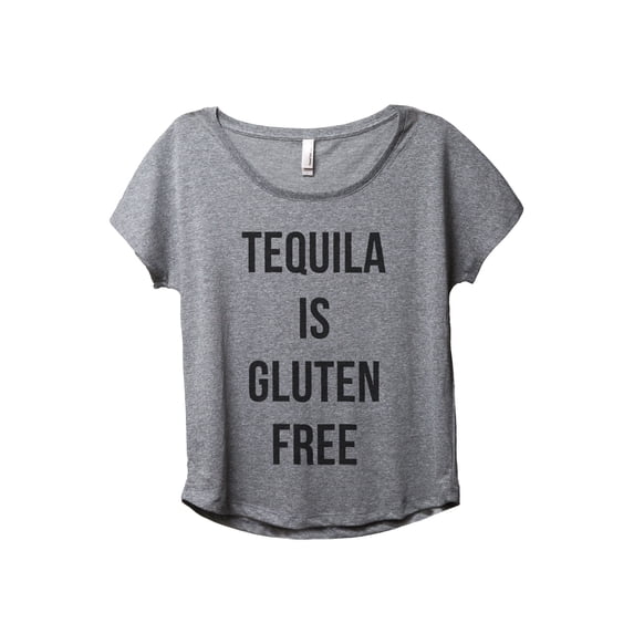 Tequila Is Gluten Free Women's Fashion Slouchy Dolman T-Shirt Tee Heather Grey Large