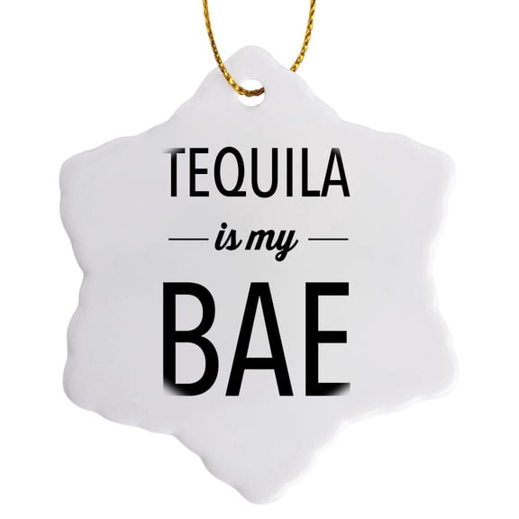 3drose, Tequila Is My Bae, 3 inch Snowflake Porcelain Ornament