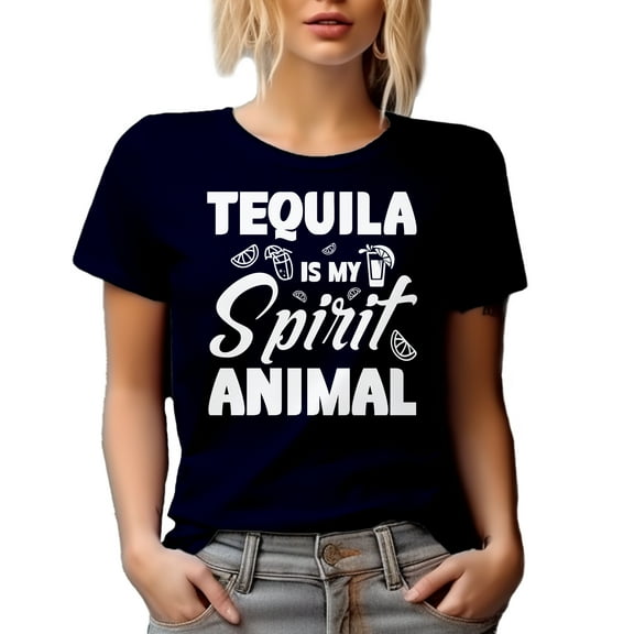 Tequila Is My Spirit Animal - Funny Drinker Saying, Navy Blue T-Shirt, 3XL