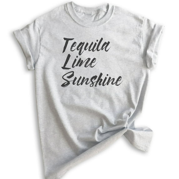 Tequila Lime Sunshine Shirt, Unisex Women's Men's Shirt, Tequila Tee, Sunshine Beach Vacation Travel Shirt, Heather Ash, Large