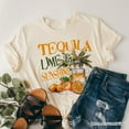 thumbnail image 1 of Tequila Lime & Sunshine T-Shirt, Trendy White and Natural Summer Drinking Tee, 1 of 8