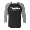 thumbnail image 1 of Tequila May Not Be The Answer Unisex 3/4 Sleeve Baseball Raglan Tee, 1 of 3