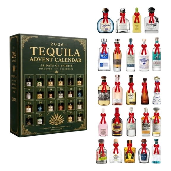 Tequila Mini Bottle Christmas Advent Calendar 2026, 24âDay Spirits Countdown Box, Liquor Bottle Hanging Ornaments, Bar Home Holiday Decor Gift for Lovers