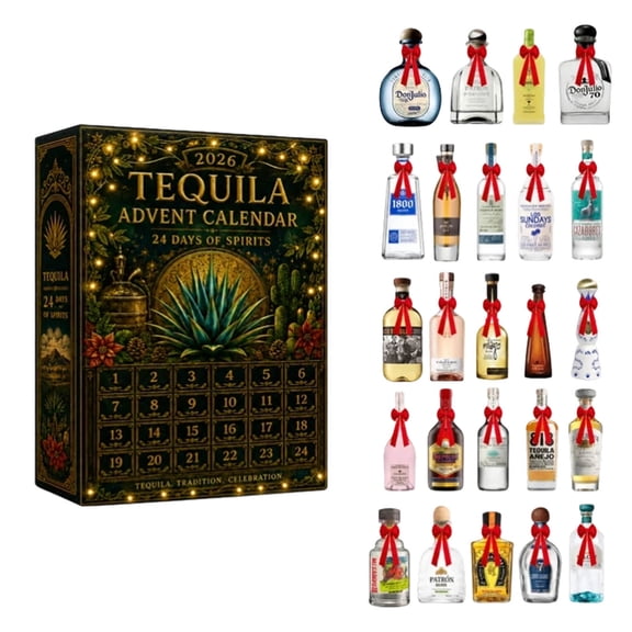 Tequila Mini Bottle Christmas Advent Calendar 2026, 24âDay Spirits Countdown Box, Liquor Bottle Hanging Ornaments, Bar Home Holiday Decor Gift for Lovers,F