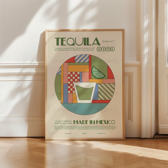 Tequila Print Kitchen Poster Kitchen Print Retro Print Kitchen Decor Cocktail Print Housewarming Boho Bedroom Mid Century Modern