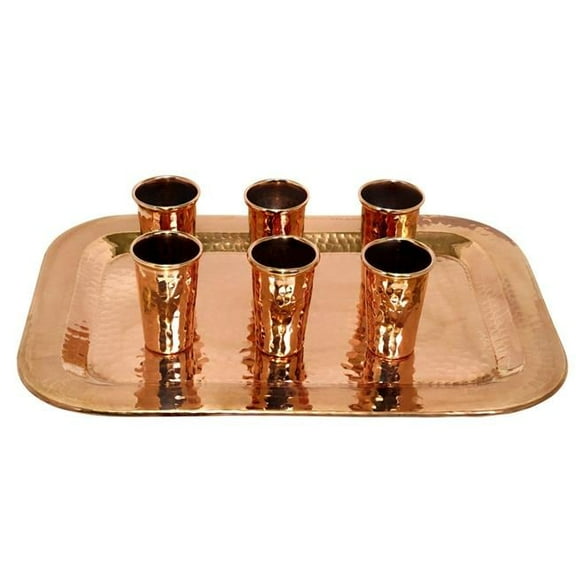 Tequila Set - Tray & 6 Shot Glass - 0.5 x 9.5 x 13.5 in.