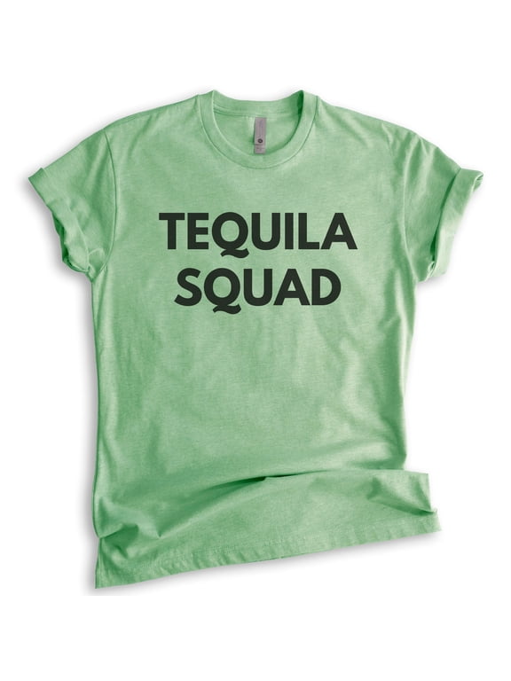 Tequila Squad Shirt, Unisex Women's Men's Shirt, Tequila Shirt, Alcohol Shirt, Drunk Shirt, College Shirt, Heather Apple Green, Large