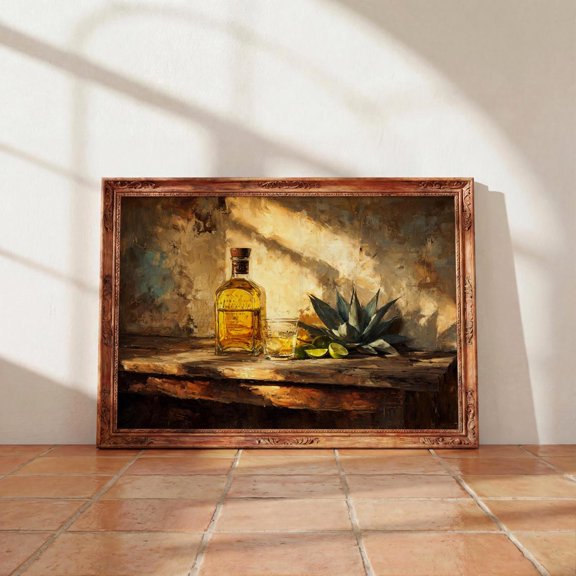 Tequila Still Life Mexican Bar Decor Agave Lime Rustic Kitchen Father Day, Unframed Poster