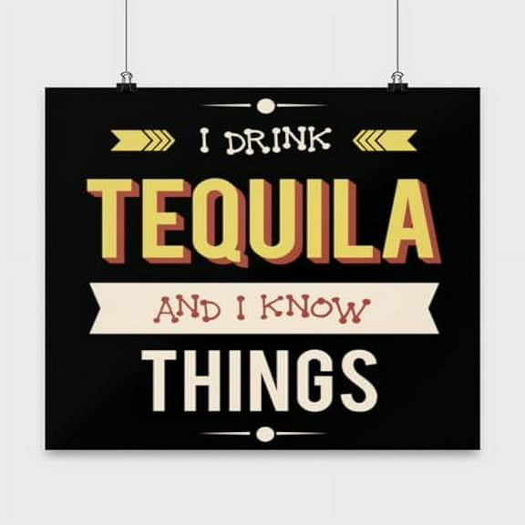 Tequila Inspired Wall Art - Home Bar Decor - 13x13 Poster Print - Fun Style