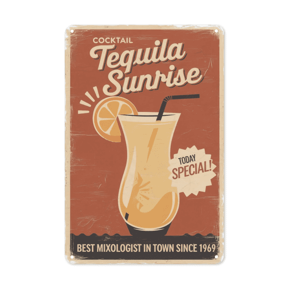 Tequila Wine Mixologist metal sign Retro Bar Decor Cocktail Art Perfect Hanging Tavern Kitchen With Mixology Theme Weatherproof Coating Bartender Gift Men Friend Party 8x12 inch metal sign retro