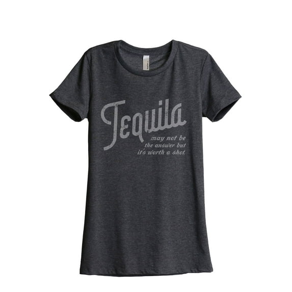 Tequila Worth The Shot Women's Fashion Relaxed T-Shirt Tee Charcoal Grey 2X-Large