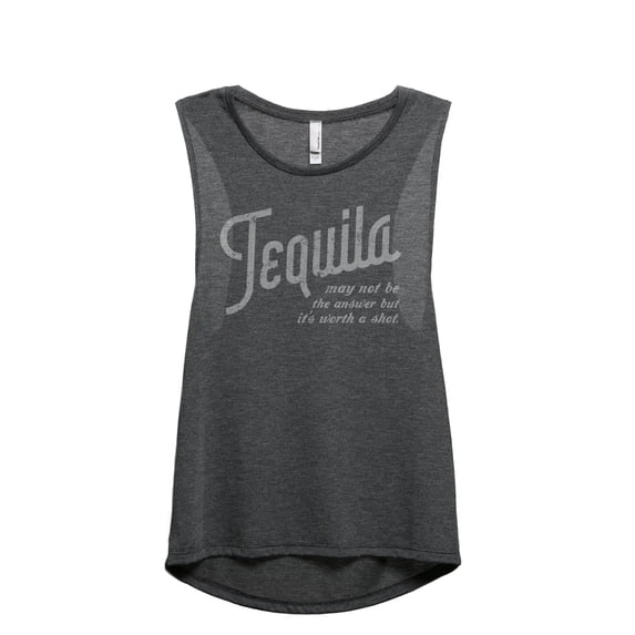 Tequila Worth The Shot Women's Fashion Sleeveless Muscle Workout Yoga Tank Top Charcoal Grey 2X-Large