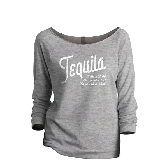Tequila Worth The Shot Women's Fashion Slouchy 3/4 Sleeves Raglan Lightweight Sweatshirt Sport Grey Small