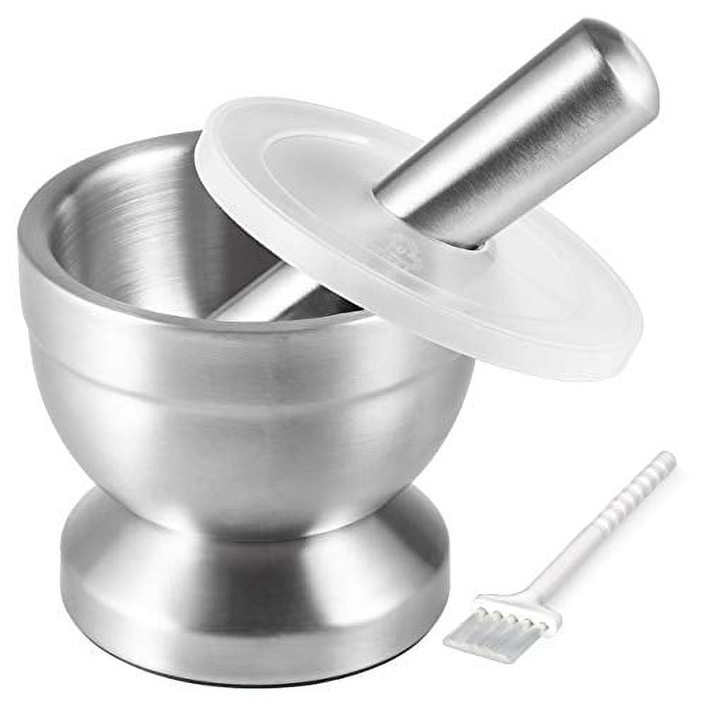 Stainless Steel Round Mortar and Pestle with Lid