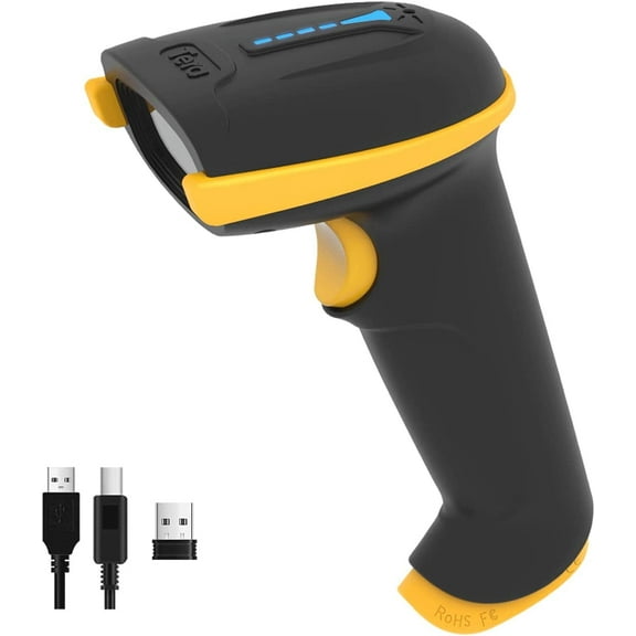 Tera 1D Laser Bar Code Reader Wireless Scanner Versatile 2-in-1 with Battery Level Indicator Yellow