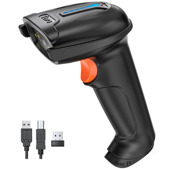 Tera 5100 Barcode Scanner Wireless 1D Laser QR Code Reader, Handheld 2-in-1 for POS with Windows Mac Linux (Orange)
