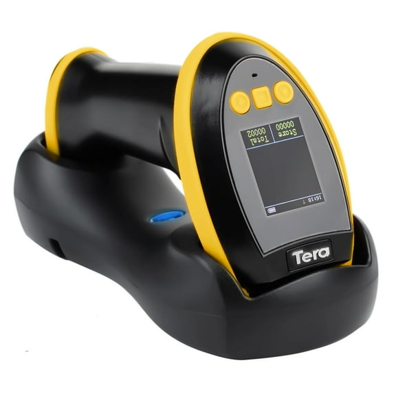 Tera Barcode Scanner with Digital Setting Screen & Keypad, 3-in-1 connection, Yellow Model HW0009