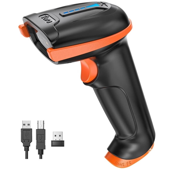 Tera D5100 Wireless Barcode Scanner, 1D/2D Handheld with Wired Option for Windows Mac Linux (Orange)
