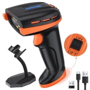 Tera D6100 Wireless Barcode Scanner with Wall Stand, 1D 2D QR Image Scanner with 4400mAh Replaceable Battery and Power Indicator, BT/2.4G/USB Connected