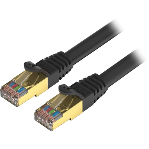 Tera Grand - Premium CAT7 Double Shielded 10 Gigabit 600MHz Ethernet Patch Cable for Modem Router LAN Network - Built with Gold Plated & Shielded RJ45 Connectors, 25 Feet Black