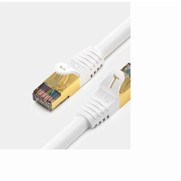 Tera Grand Premium Cat-7 Double Shielded 10Gb 600Mhz Ethernet Cable-7Ft-White