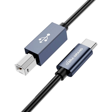 Tera Grand USB 2.0 USB-C to USB-B MIDI and Printer Cable - 10 ft. Black