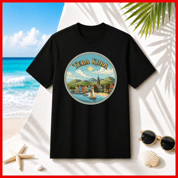 Tera Kora Vintage Coastal Town Sailboat Graphic Unisex T-Shirt, S-5XL