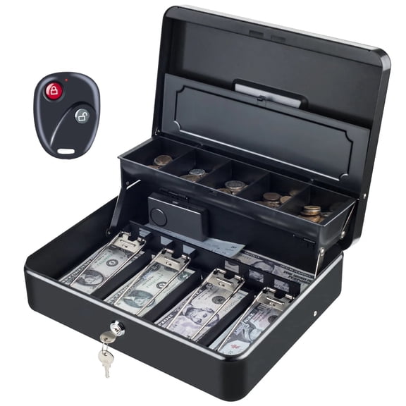 Tera Large Cash Box with Money Tray and Combination Lock