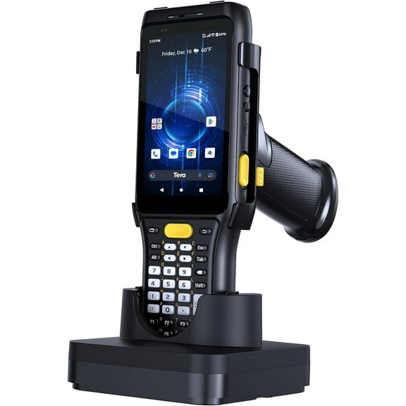 Tera Pro Android Barcode Scanner: 37 Keys Zebra SE4750MR Scan-Range 13FT Qualcomm CPU 6700mAh with Hot-swap Android 11 1D 2D QR Handheld PDA Charging Cradle Pistol Grip 4G BT 5.0 Wi-Fi GPS P161