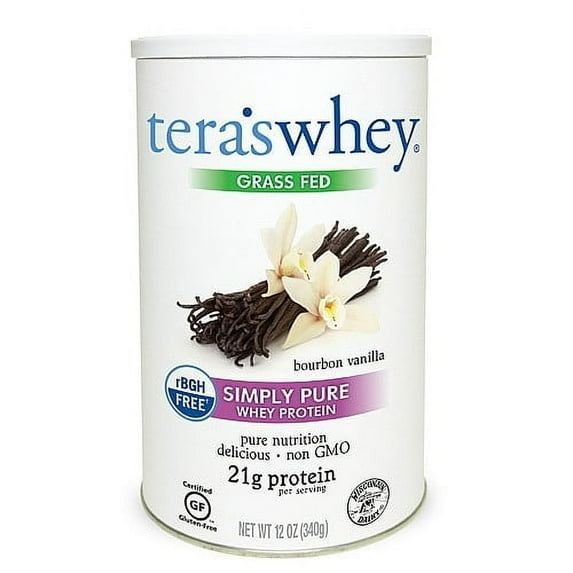 Tera's Whey Grass Fed Whey Protein Powder, Bourbon Vanilla, 21g Protein, 0.75 Lb