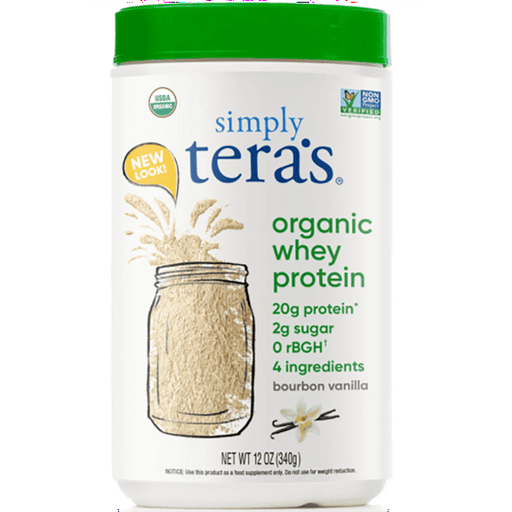 Tera's Whey Organic Whey Protein Powder, Bourbon Vanilla, 21g Protein, 0.75 Lb