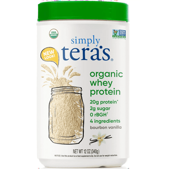 Tera's Whey Organic Whey Protein Powder, Bourbon Vanilla, 21g Protein, 0.75 Lb