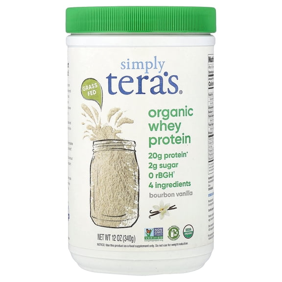 Tera's Whey Organic Whey Protein Powder, Bourbon Vanilla, 21g Protein, 0.75 Lb