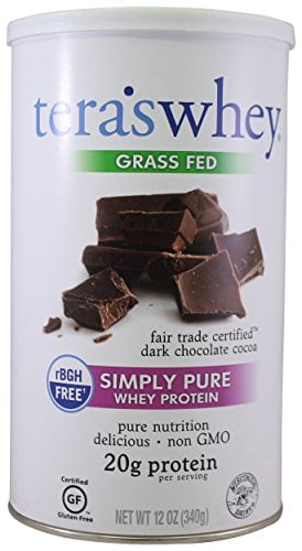 Tera's Whey rBGH Free Whey Protein Powder, Dark Chocolate Cocoa, 20g Protein, 0.75 Lb