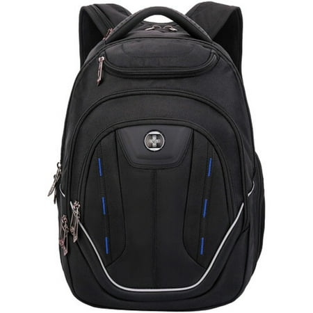 Swissdigital Design - Terabyte TSA-friendly Backpack with USB Charging port/RFID protection and fits up to 15.6" laptop - Black