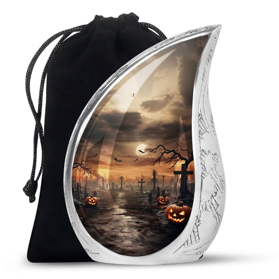 Teradrop Halloween Moonlight Cremation Urns for Human Ashes, 10inch Large Urns for Human Ashes, Cremation Urns for Men & Women, Memorial Urn, Funeral Ashes Memorial, Urns for Human Ashes Adult Male