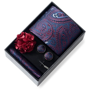 Terandius 4-Piece Men‘s Tie Set with Pocket Square Cufflinks White Gift ...